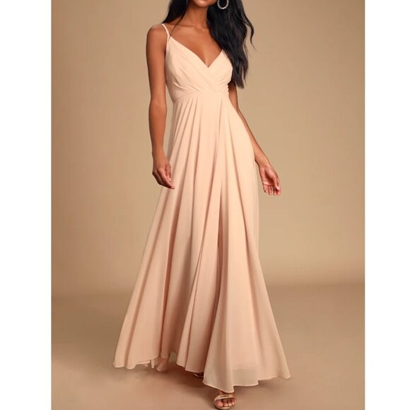 Lulus All About Love Blush Pink Maxi Dress Size XS - Picture 1 of 12